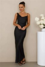 The Wexalora Cowl Satin Maxi Dress Black - Image 4