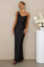 The Wexalora Cowl Satin Maxi Dress Black - Image 5