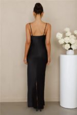 The Wexalora Cowl Satin Maxi Dress Black - Image 7