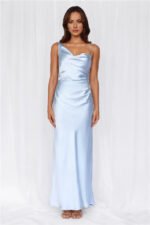 The Wexalora Cowl Satin Maxi Dress Blue