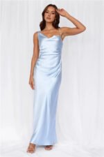 The Wexalora Cowl Satin Maxi Dress Blue - Image 2