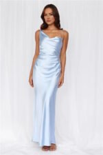 The Wexalora Cowl Satin Maxi Dress Blue - Image 3