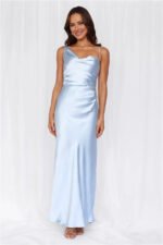 The Wexalora Cowl Satin Maxi Dress Blue - Image 4