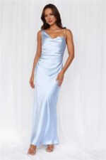 The Wexalora Cowl Satin Maxi Dress Blue - Image 5