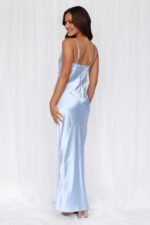 The Wexalora Cowl Satin Maxi Dress Blue - Image 7