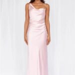 The Wexalora Cowl Satin Maxi Dress Pink
