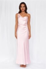 The Wexalora Cowl Satin Maxi Dress Pink