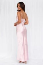 The Wexalora Cowl Satin Maxi Dress Pink - Image 6
