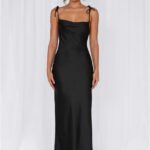 The Penelope Cowl Satin Maxi Dress Black