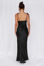 The Penelope Cowl Satin Maxi Dress Black - Image 6
