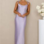 The Wexalora Cowl Satin Maxi Dress Lilac