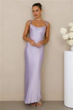 The Wexalora Cowl Satin Maxi Dress Lilac