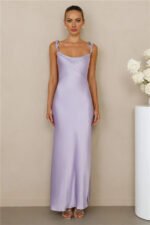 The Wexalora Cowl Satin Maxi Dress Lilac - Image 2