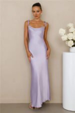 The Wexalora Cowl Satin Maxi Dress Lilac - Image 3
