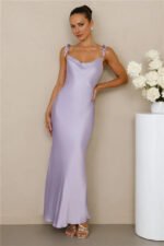 The Wexalora Cowl Satin Maxi Dress Lilac - Image 4