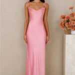 The Wexalora Cowl Satin Maxi Dress Pink