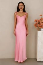 The Wexalora Cowl Satin Maxi Dress Pink