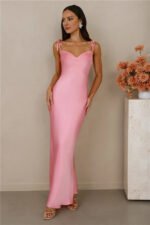 The Wexalora Cowl Satin Maxi Dress Pink - Image 2
