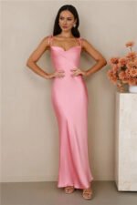 The Wexalora Cowl Satin Maxi Dress Pink - Image 3