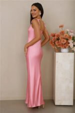 The Wexalora Cowl Satin Maxi Dress Pink - Image 4