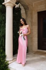 The Wexalora Cowl Satin Maxi Dress Pink - Image 5