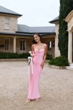 The Wexalora Cowl Satin Maxi Dress Pink - Image 6