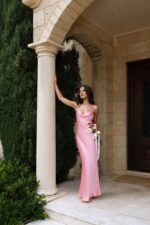 The Wexalora Cowl Satin Maxi Dress Pink - Image 7