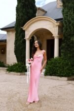 The Wexalora Cowl Satin Maxi Dress Pink - Image 8