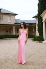 The Wexalora Cowl Satin Maxi Dress Pink - Image 9