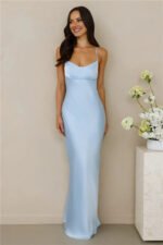 The Samara Satin Maxi Dress Blue - Image 2
