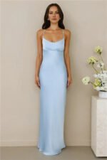 The Samara Satin Maxi Dress Blue - Image 3