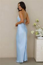 The Samara Satin Maxi Dress Blue - Image 5