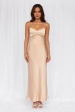 The Samara Satin Maxi Dress Champagne - Image 2