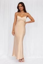 The Samara Satin Maxi Dress Champagne - Image 3