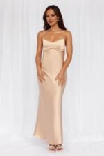The Samara Satin Maxi Dress Champagne - Image 5