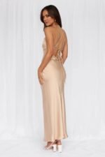 The Samara Satin Maxi Dress Champagne - Image 6