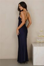 The Samara Satin Maxi Dress Navy - Image 6