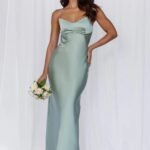 The Samara Satin Maxi Dress Sage