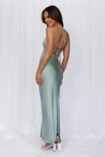 The Samara Satin Maxi Dress Sage - Image 10