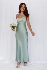 The Samara Satin Maxi Dress Sage - Image 2