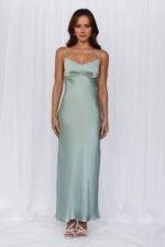 The Samara Satin Maxi Dress Sage - Image 5