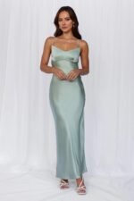 The Samara Satin Maxi Dress Sage - Image 8