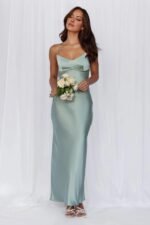 The Samara Satin Maxi Dress Sage - Image 9