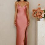 The Sophia Satin Maxi Dress Pink