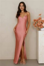 The Sophia Satin Maxi Dress Pink - Image 4