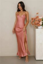 The Sophia Satin Maxi Dress Pink - Image 5
