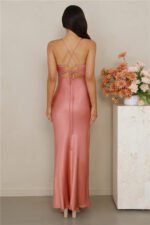 The Sophia Satin Maxi Dress Pink - Image 7