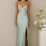 The Sophia Satin Maxi Dress Sage
