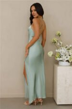 The Sophia Satin Maxi Dress Sage - Image 7