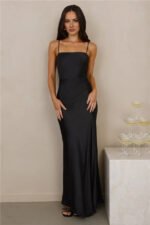 The Wexalora Satin Maxi Dress Black